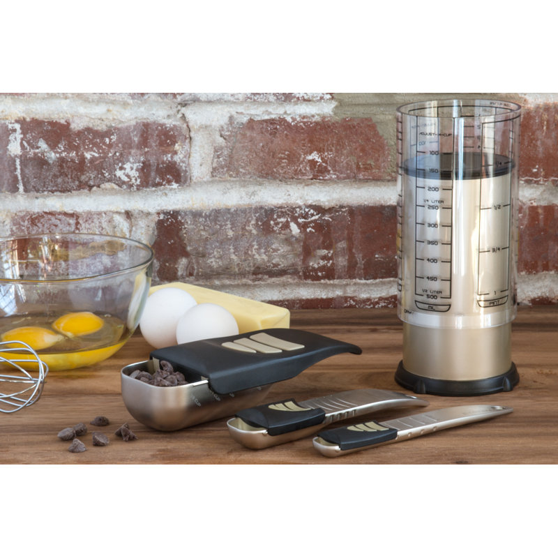 KitchenArt 4Pieces Plastic Measuring Cup and Spoon Set & Reviews Wayfair